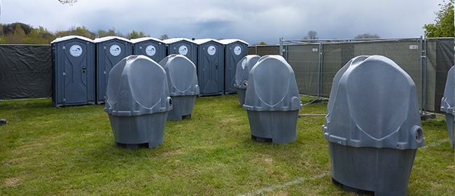 Construction Site Toilet Hire Cheltenham, Tewkesbury, Gloucester, Stroud, Cirencester - rows of portable toilets
